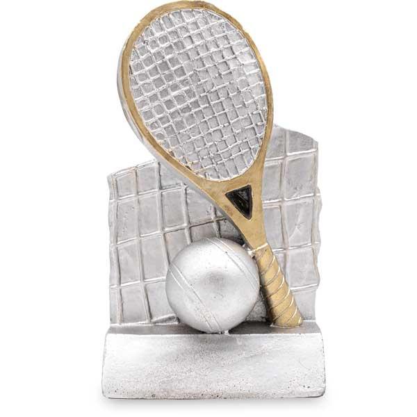Trofeo de resina de tenis raqueta y pelota 