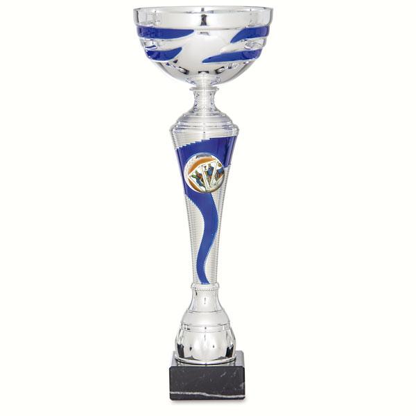 Coupe bicolore bleue et argent avec porte-disque