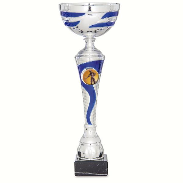 Blue and silver bicolour cup with record stand