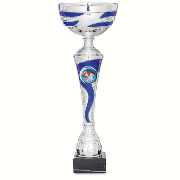 Coupe bicolore bleue et argent avec porte-disque
