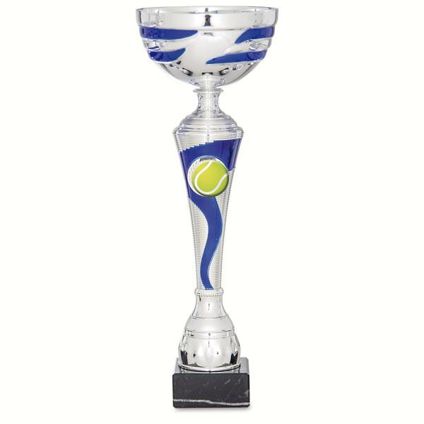 Blue and silver bicolour cup with record stand