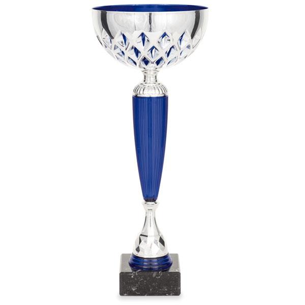 Two-tone cup with pierced glass and blue interior