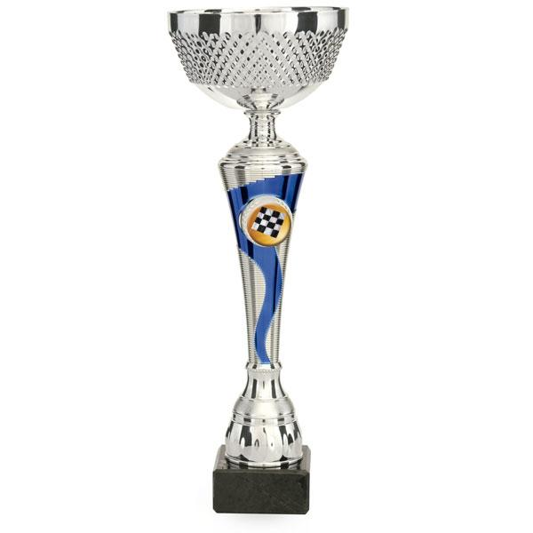 Coupe bicolore argent et bleu pointillée