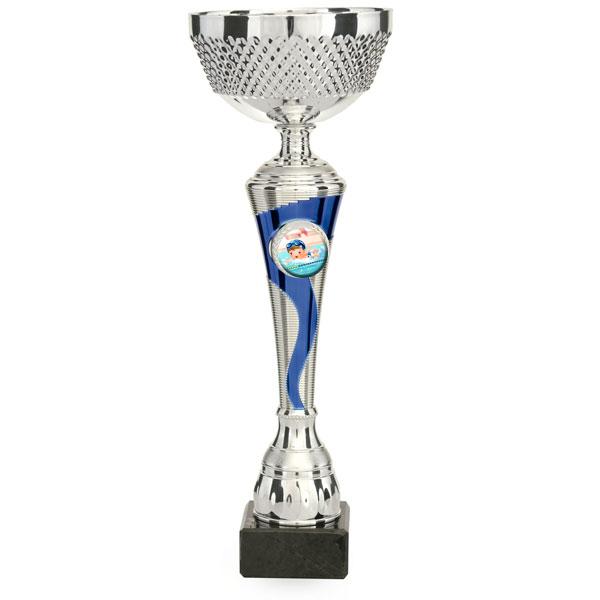 Coupe bicolore argent et bleu pointillée