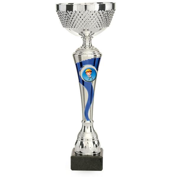 Coupe bicolore argent et bleu pointillée