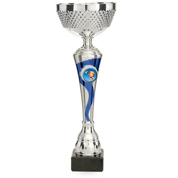 Coupe bicolore argent et bleu pointillée