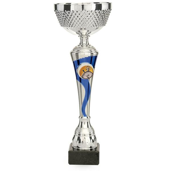 Coppa bicolore argento e blu punteggiata