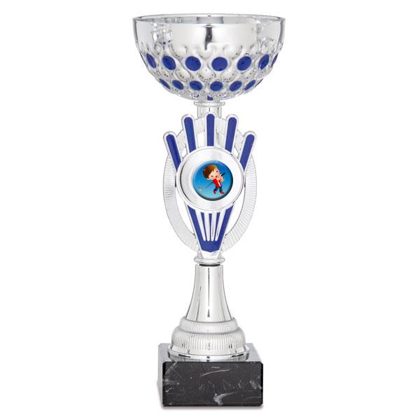 Coppa bicolore argento e blu