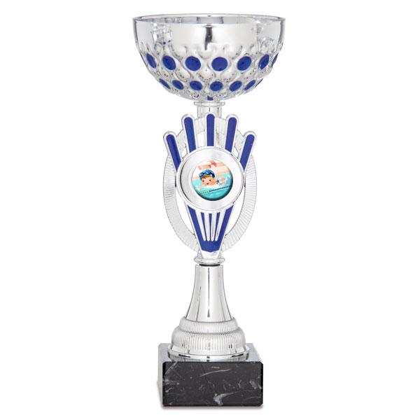 Silver and blue bicolour cup
