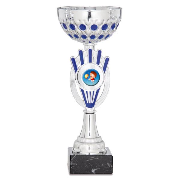 Coppa bicolore argento e blu