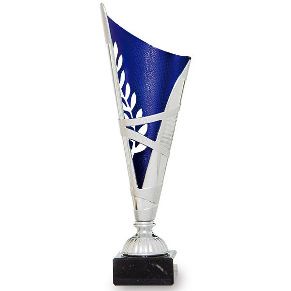 Coppa bicolore argento e blu con alloro