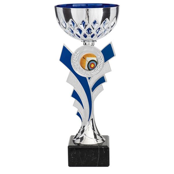 Cup with blue record holder
