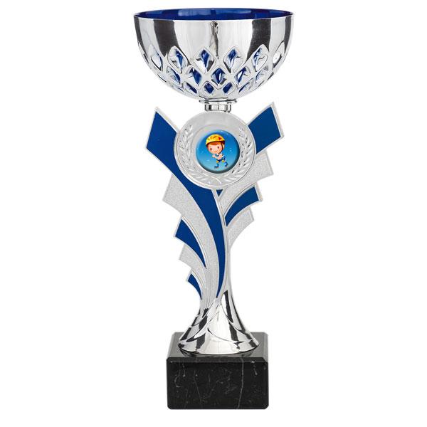 Cup with blue record holder