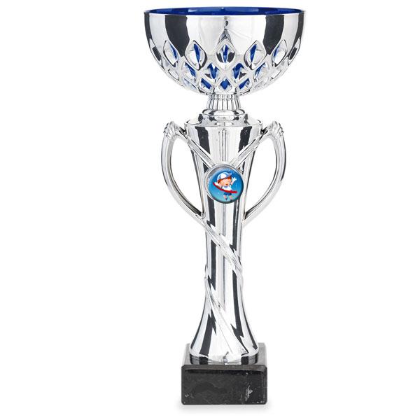 Coupe argentée avec intérieur bleu