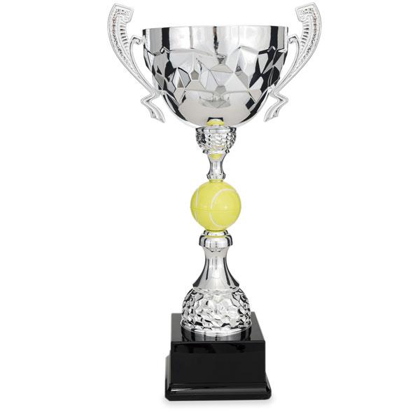 Copa plateada con pelota de tenis 