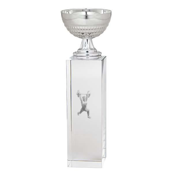Taça sobre cubo de vidro