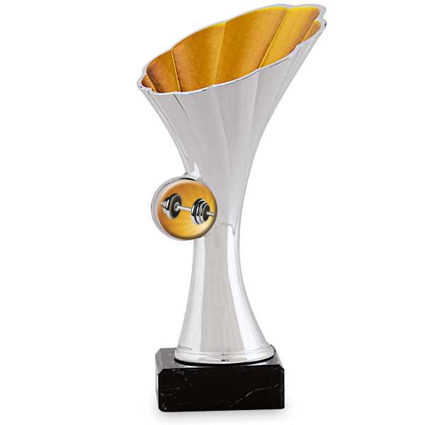 Suporte de disco com flor prata e laranja