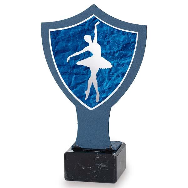 Iron ballet dance trophy with blue shield