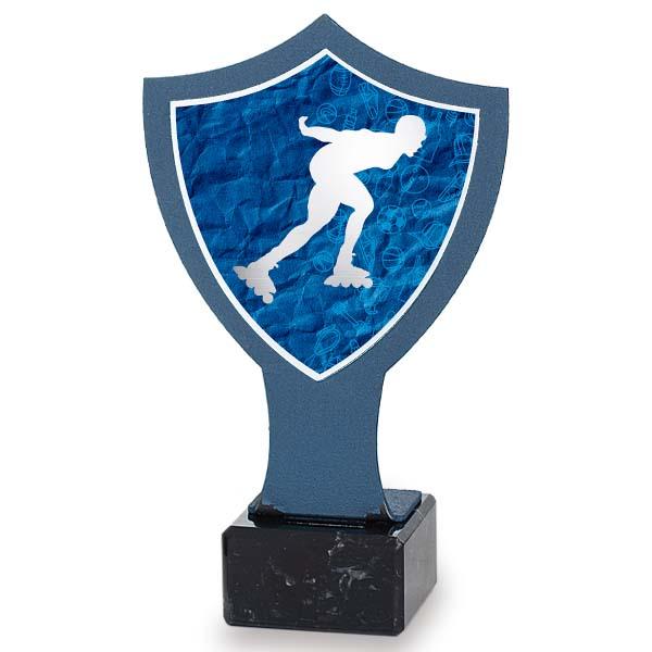 Troféu de ferro azul escudo patinação