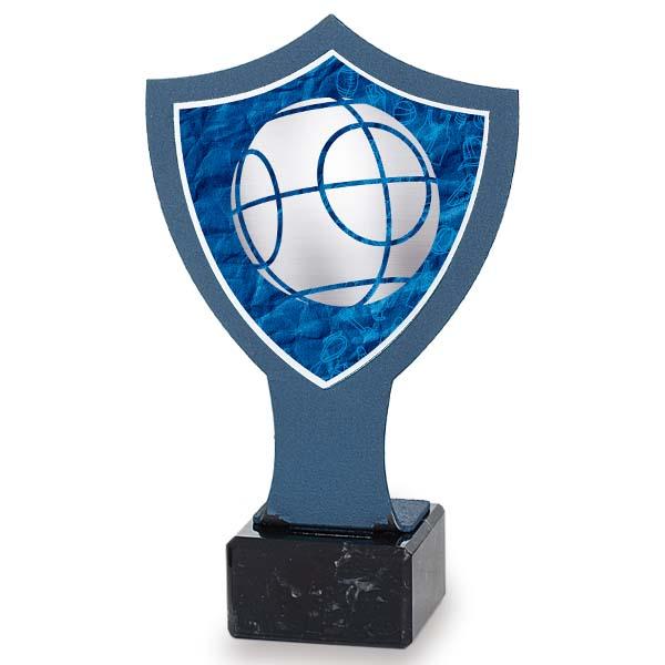 Trofeo di ferro scudo palla bocce blu