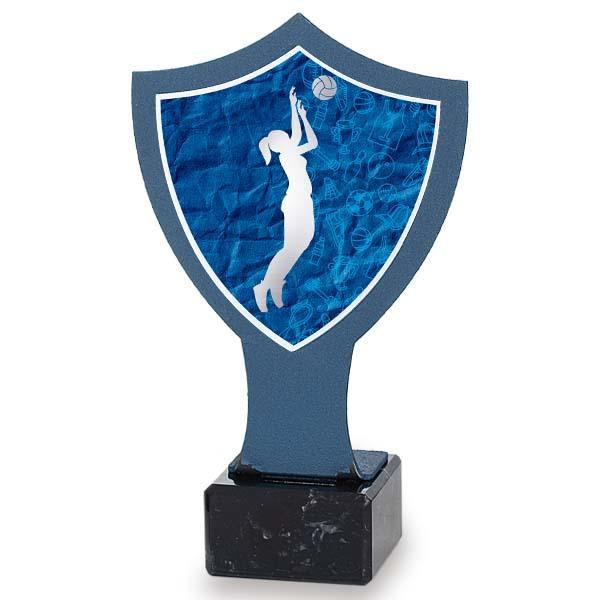 Trofeo in ferro con scudo blu pallavolo femminile