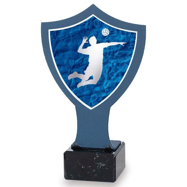Trofeo in ferro con scudo blu volley