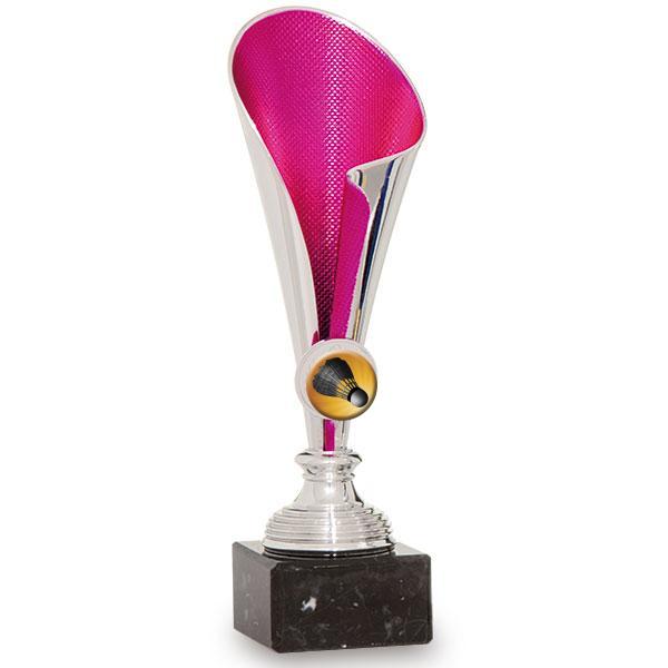 Trophée porte-disques argent et fuchsia en ABS