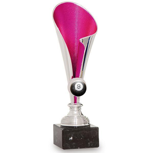 Silver and fuchsia ABS disc holder trophy