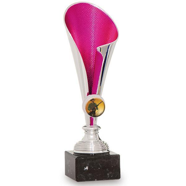 Trophée porte-disques argent et fuchsia en ABS