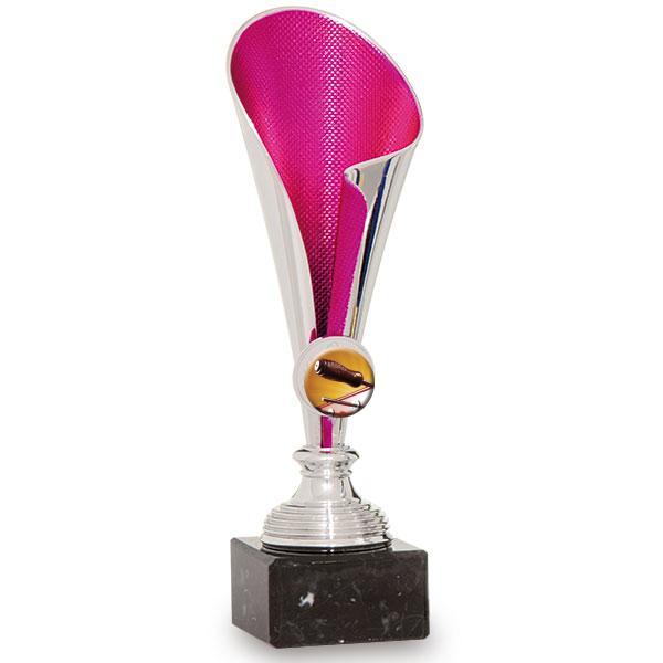 Trophée porte-disques argent et fuchsia en ABS