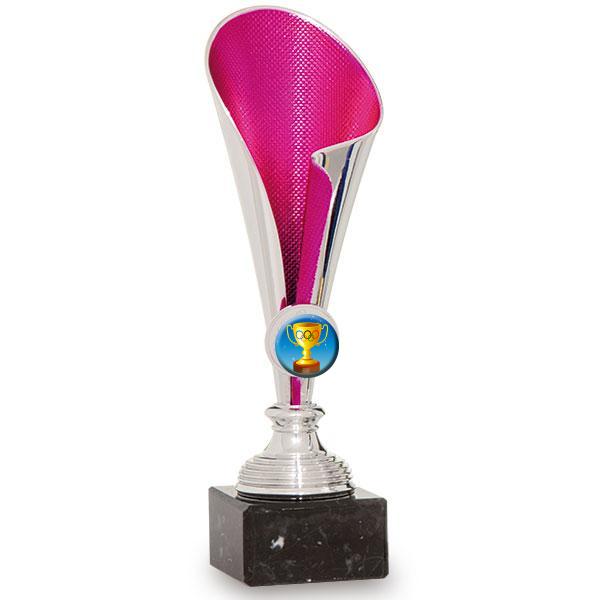 Trophée porte-disques argent et fuchsia en ABS