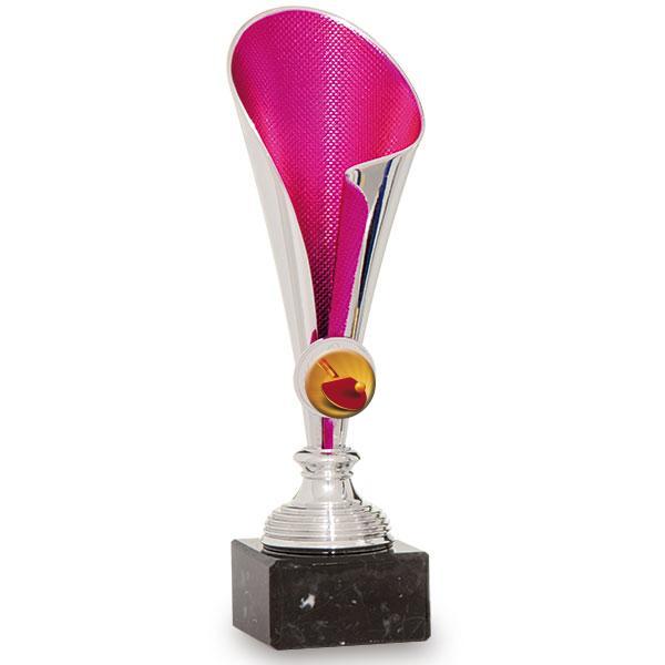 Trophée porte-disques argent et fuchsia en ABS