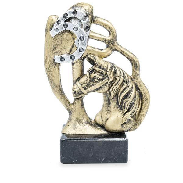Bicolor resin equestrian trophy